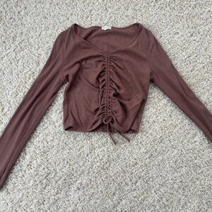 V Neck Ruched long sleeve shirt